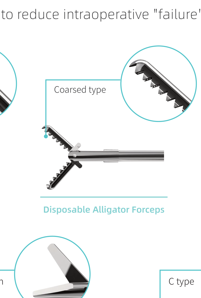 Disposable alligator forceps with coarsed-type serrated jaws